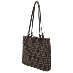 フェンディ ズッカ ハンドバッグ 26726 ブラウン キャンバス レザー レディース FENDI 【中古】