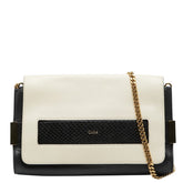 クロエ エル チェーンショルダーバッグ オフホワイト ブラック レザー パイソン レディース Chloe 中古