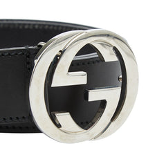 グッチ インターロッキングG ベルト サイズ:80/32 114876 ブラック レザー レディース GUCCI 【中古】