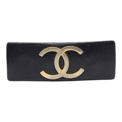 シャネル ココマーク バレッタ ヘアアクセサリー ブラック ゴールド レザー メッキ レディース CHANEL 【中古】