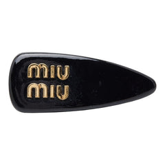 ミュウミュウ バレッタ ヘアクリップ ブラック パテントレザー レディース MIUMIU 【中古】