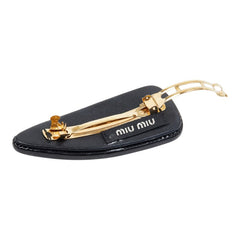 ミュウミュウ バレッタ ヘアクリップ ブラック パテントレザー レディース MIUMIU 【中古】