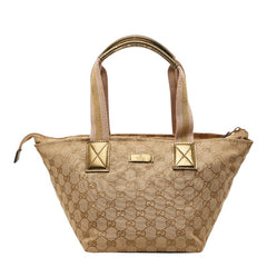 グッチ GGキャンバス ハンドバッグ 131228 ベージュ ゴールド キャンバス レザー レディース GUCCI 【中古】