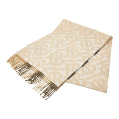バーバリー ノバチェック TBロゴ フリンジ リバーシブル マフラー 200×36 ベージュ カシミヤ100% レディース BURBERRY 【中古】