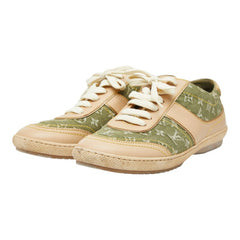 ルイ ヴィトン モノグラム - スニーカー 35 1/2 ベージュ グリーン キャンバス レザー レディース LOUIS VUITTON 【中古】