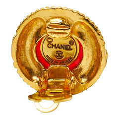 シャネル ココマーク グリポア イヤリング ゴールド レッド メッキ レディース CHANEL 【中古】