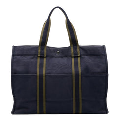 エルメス フールトゥ トートGM ハンドバッグ トートバッグ ネイビー カーキ キャンバス レディース HERMES 【中古】