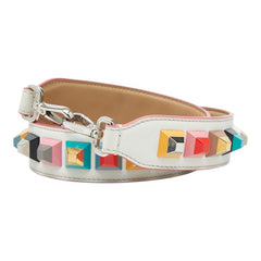 フェンディ ストラップユー スタッズ ショルダーストラップ ホワイト マルチカラー レザー レディース FENDI 【中古】