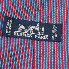 エルメス ストライプ ネクタイ パープル 紫 シルク メンズ HERMES 【中古】