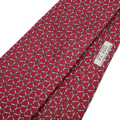 エルメス 総柄 ネクタイ ワインレッド シルク メンズ HERMES 【中古】
