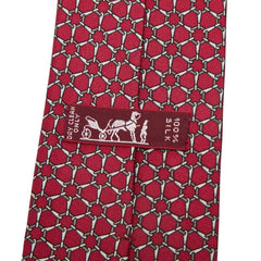 エルメス 総柄 ネクタイ ワインレッド シルク メンズ HERMES 【中古】
