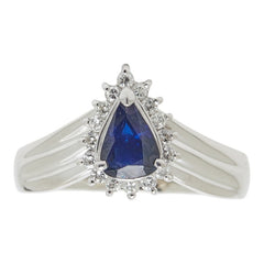 Pt850 プラチナ サファイア0.66ct ダイヤ0.20ct リング 指輪 レディース 16.5号 【中古】