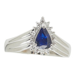 Pt850 プラチナ サファイア0.66ct ダイヤ0.20ct リング 指輪 レディース 16.5号 【中古】