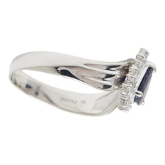 Pt850 プラチナ サファイア0.66ct ダイヤ0.20ct リング 指輪 レディース 16.5号 【中古】