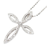 K18WG ホワイトゴールド ダイヤ0.25ct クロスモチーフ ペンダント ネックレス レディース 【中古】