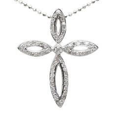 K18WG ホワイトゴールド ダイヤ0.25ct クロスモチーフ ペンダント ネックレス レディース 【中古】