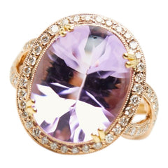 K18PG ピンクゴールド アメジスト10.169ct ダイヤ0.448ct リング 指輪 レディース 12号 【中古】