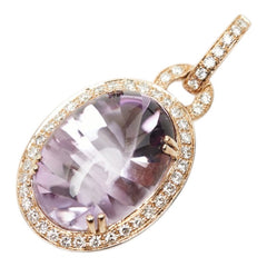 K18PG ピンクゴールド アメジスト9.32ct ダイヤ0.32ct ペンダントトップ ネックレス レディース 【中古】