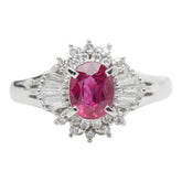 Pt900 プラチナ ルビー1.11ct ダイヤ0.33ct フラワーモチーフ リング 指輪 レディース 12号 【中古】
