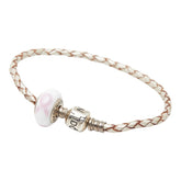 パンドラ ブレスレット シルバー ホワイト ピンク レザー スターリングシルバー レディース PANDORA 【中古】