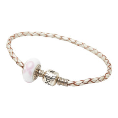 パンドラ ブレスレット シルバー ホワイト ピンク レザー スターリングシルバー レディース PANDORA 【中古】