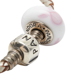 パンドラ ブレスレット シルバー ホワイト ピンク レザー スターリングシルバー レディース PANDORA 【中古】