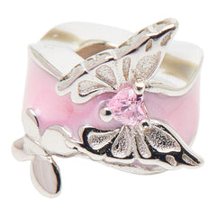 パンドラ バタフライ チャーム ブレスレット用 シルバー ピンク スターリングシルバー レディース PANDORA 【中古】