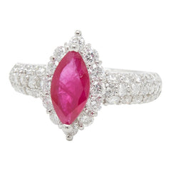 Pt900 プラチナ ルビー1.10ct ダイヤ1.00ct マーキスカット リング 指輪 レディース 7号 【中古】