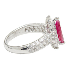Pt900 プラチナ ルビー1.10ct ダイヤ1.00ct マーキスカット リング 指輪 レディース 7号 【中古】