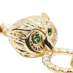 K18YG イエローゴールド ダイヤ1.50ct グロッシュラーガーネット0.07ct フクロウモチーフ 梟 テニスブレスレット ブレスレット レディース 【中古】