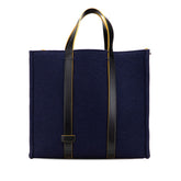 フェンディ トートバッグ ハンドバッグ 7VA390 ネイビー ウール レザー レディース FENDI 【中古】
