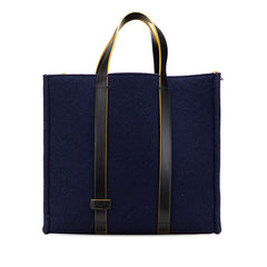 フェンディ トートバッグ ハンドバッグ 7VA390 ネイビー ウール レザー レディース FENDI 【中古】