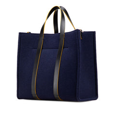 フェンディ トートバッグ ハンドバッグ 7VA390 ネイビー ウール レザー レディース FENDI 【中古】