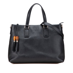 グッチ バンブー タッセル ハンドバッグ ショルダーバッグ 2WAY 365346 ブラック レザー レディース GUCCI 【中古】