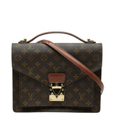 ルイ ヴィトン モノグラム モンソー ハンドバッグ ショルダーバッグ 2WAY M51185 ブラウン PVC レザー レディース LOUIS VUITTON 【中古】