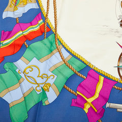 グッチ Nautical flag 航海旗 セイルボート プリント スカーフ ピンク ブルー マルチカラー シルク レディース GUCCI 【中古】