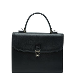 バーバリー ノバチェック シャドーホース ハンドバッグ ブラック レザー レディース BURBERRY 【中古】