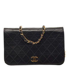シャネル ココマーク マトラッセ プッシュロック チェーンショルダーバッグ ブラック ラムスキン レディース CHANEL 【中古】