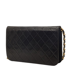 シャネル ココマーク マトラッセ プッシュロック チェーンショルダーバッグ ブラック ラムスキン レディース CHANEL 【中古】