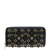 クリスチャンルブタン パネトーネ ラウンドファスナー 長財布 1175097 ブラック ゴールド シルバー レザー スタッズ レディース Christian Louboutin 【中古】