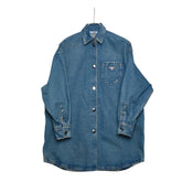 プラダ トライアングルロゴ デニムシャツ オーバーサイズ サイズ:36 GFC036 S000 13Z6 ブルー コットン レディース PRADA 【中古】