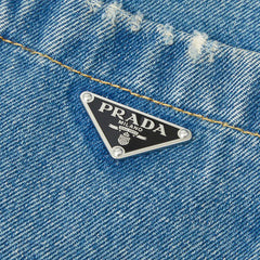 プラダ トライアングルロゴ デニムシャツ オーバーサイズ サイズ:36 GFC036 S000 13Z6 ブルー コットン レディース PRADA 【中古】