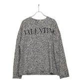 ヴァレンティノ ロゴプリント レオパード スウェット トレーナー サイズ L ブラック ホワイト コットン ポリウレタン メンズ VALENTINO 【中古】