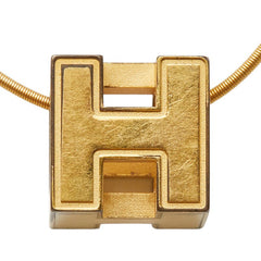 エルメス カージュドアッシュ Hキューブ ネックレス ゴールド ベージュ メッキ レディース HERMES 【中古】