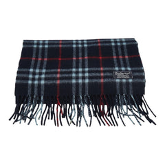 バーバリー ノバチェック マフラー ネイビー マルチカラー カシミヤ レディース BURBERRY 【中古】