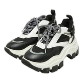 プラダ ペガサス プラットフォーム ハイカットスニーカー サイズ36 ブラック ホワイト シルバー ラバー ナイロン レディース PRADA 【中古】