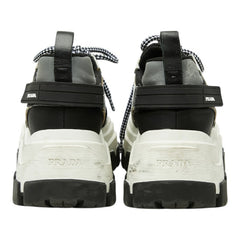 プラダ ペガサス プラットフォーム ハイカットスニーカー サイズ36 ブラック ホワイト シルバー ラバー ナイロン レディース PRADA 【中古】