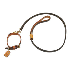 ルイ ヴィトン モノグラム コリエバクスター / レッスバクスターMM ペット用品 犬 ドッグ 小型犬用首輪 首輪 手綱 リードセット M58072/M58056 ブラウン PVC レザー レディース LOUIS VUITTON 【中古】