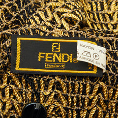 フェンディ ペカン 編み フリンジ ローゲージ ストール イエロー ブラック レーヨン レディース FENDI 【中古】