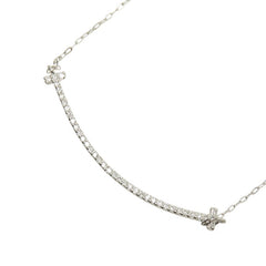Pt900 プラチナ Pt850 プラチナ ダイヤ0.12ct スマイルモチーフ ペンダント ネックレス レディース 【中古】